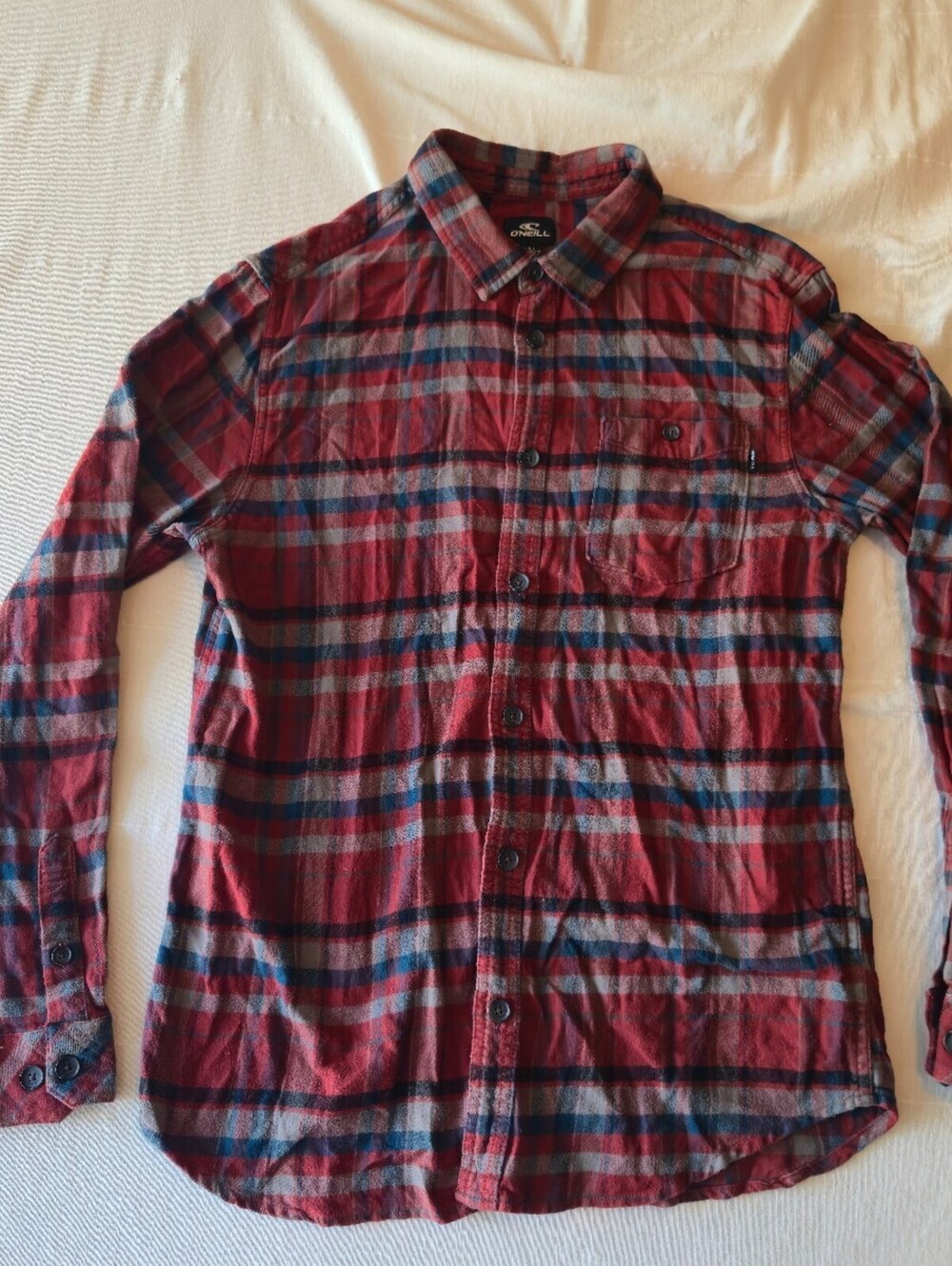 O'Neill Men's Large Burgundy Plaid Button-Up Shirt